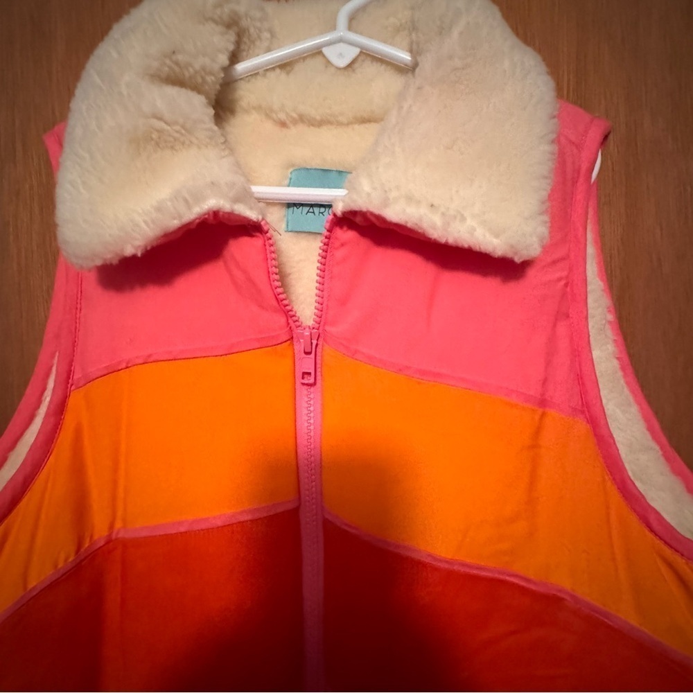 JUDITH MARCH Small S Mesa Chevron Puffer Vest Color Block Retro Style Lined Ski - Picture 2 of 10